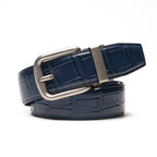 Crocodile Texture Antique Silver Ratchet Buckle Men's Belt