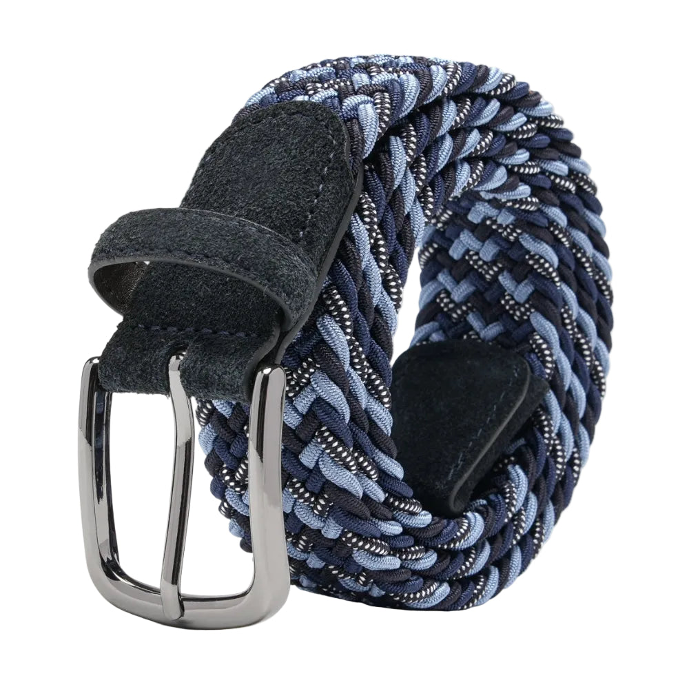 Men's Braided Stretch Golf Belt – Elastic Woven Belt for Golf, Casual & Smart Casual Wear - Navy Secondary image