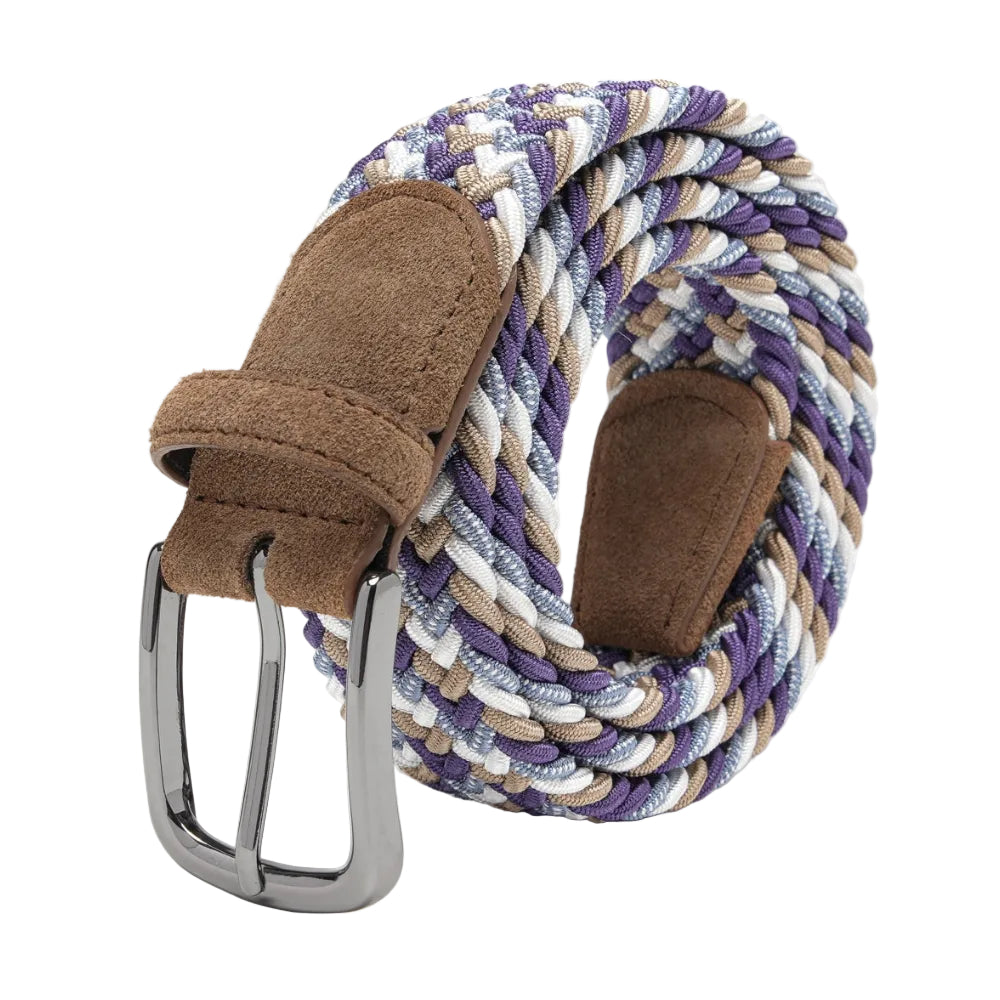 Men's Braided Stretch Golf Belt – Elastic Woven Belt for Golf, Casual & Smart Casual Wear - Purple Secondary image