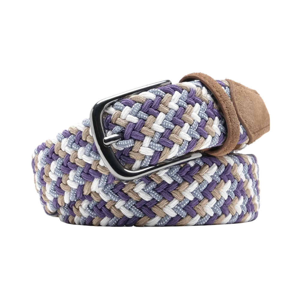 Men's Braided Stretch Golf Belt – Elastic Woven Belt for Golf, Casual & Smart Casual Wear - Purple Main image