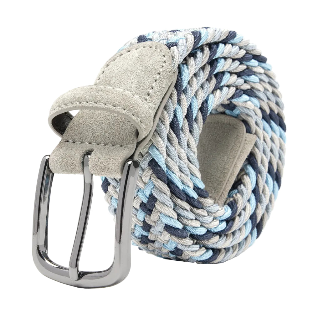 Men's Braided Stretch Golf Belt – Elastic Woven Belt for Golf, Casual & Smart Casual Wear - Skyblue Secondary image