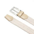 Woven Elastic Leather Trim Single Prong Buckle Men's Belt LA2016