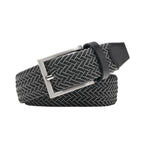 Woven Elastic Leather Trim Single Prong Buckle Men's Belt LA2016