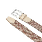Woven Elastic Leather Trim Single Prong Buckle Men's Belt LA2016