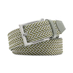 Woven Elastic Leather Trim Single Prong Buckle Men's Belt LA2016