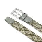 Woven Elastic Leather Trim Single Prong Buckle Men's Belt LA2016