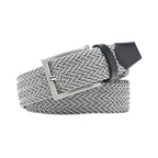 Woven Elastic Leather Trim Single Prong Buckle Men's Belt LA2016