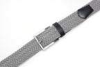 Woven Elastic Leather Trim Single Prong Buckle Men's Belt LA2016