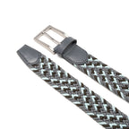 Woven Elastic Leather Trim Single Prong Buckle Men's Belt LA2016