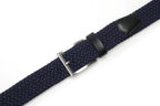 Woven Elastic Leather Trim Single Prong Buckle Men's Belt LA2016