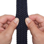 Woven Elastic Leather Trim Single Prong Buckle Men's Belt LA2016