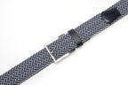 Woven Elastic Leather Trim Single Prong Buckle Men's Belt LA2016