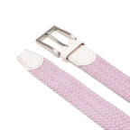 Woven Elastic Leather Trim Single Prong Buckle Men's Belt LA2016