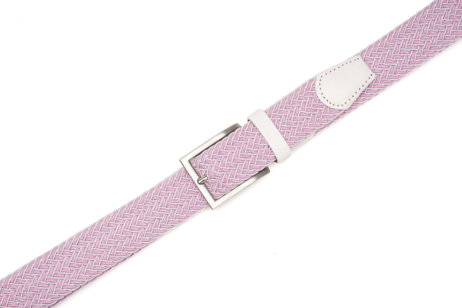 Woven Elastic Leather Trim Single Prong Buckle Men's Belt LA2016