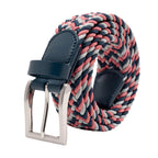Woven Elastic Leather Trim Single Prong Buckle Men's Belt LA2016