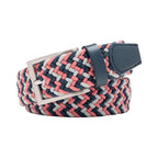 Woven Elastic Leather Trim Single Prong Buckle Men's Belt LA2016