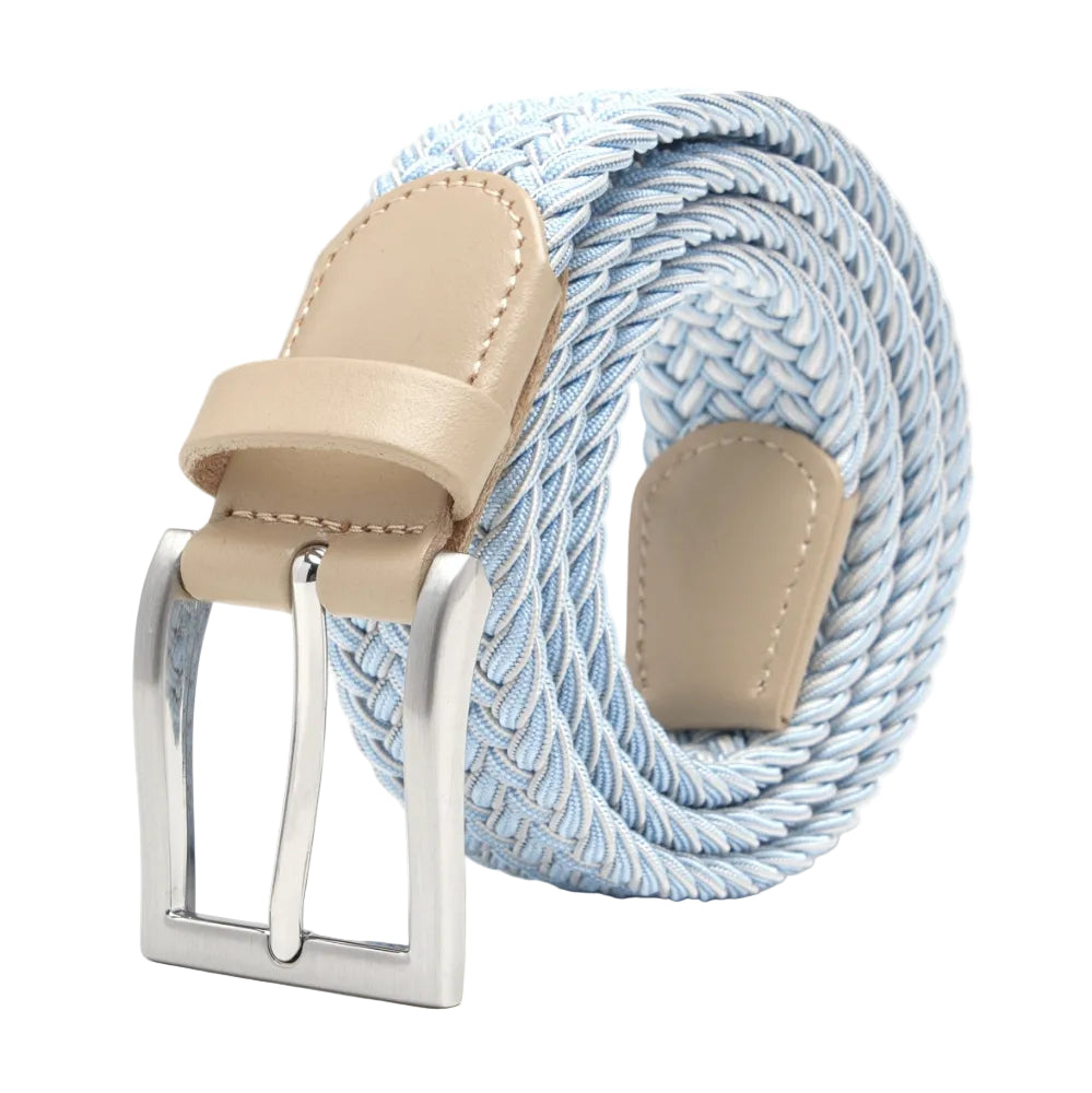 Men's Braided Stretch Golf Belt – Elastic Woven Belt for Golf, Casual & Resort Wear - Skyblue Secondary image
