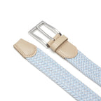 Woven Elastic Leather Trim Single Prong Buckle Men's Belt LA2016