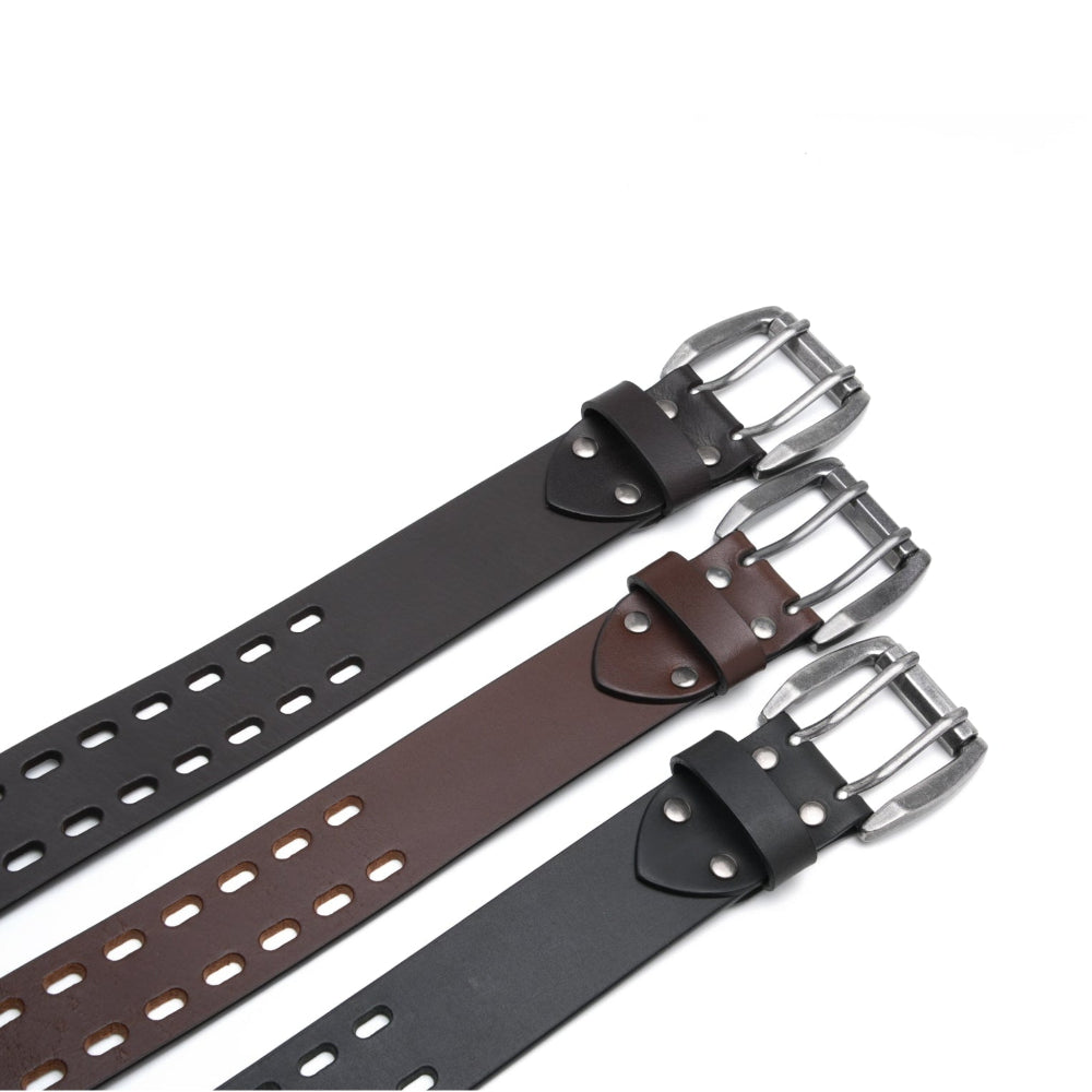 Mens Classic Genuine Leather Belt Jeans Solid Belts for Men 1.5inch Width