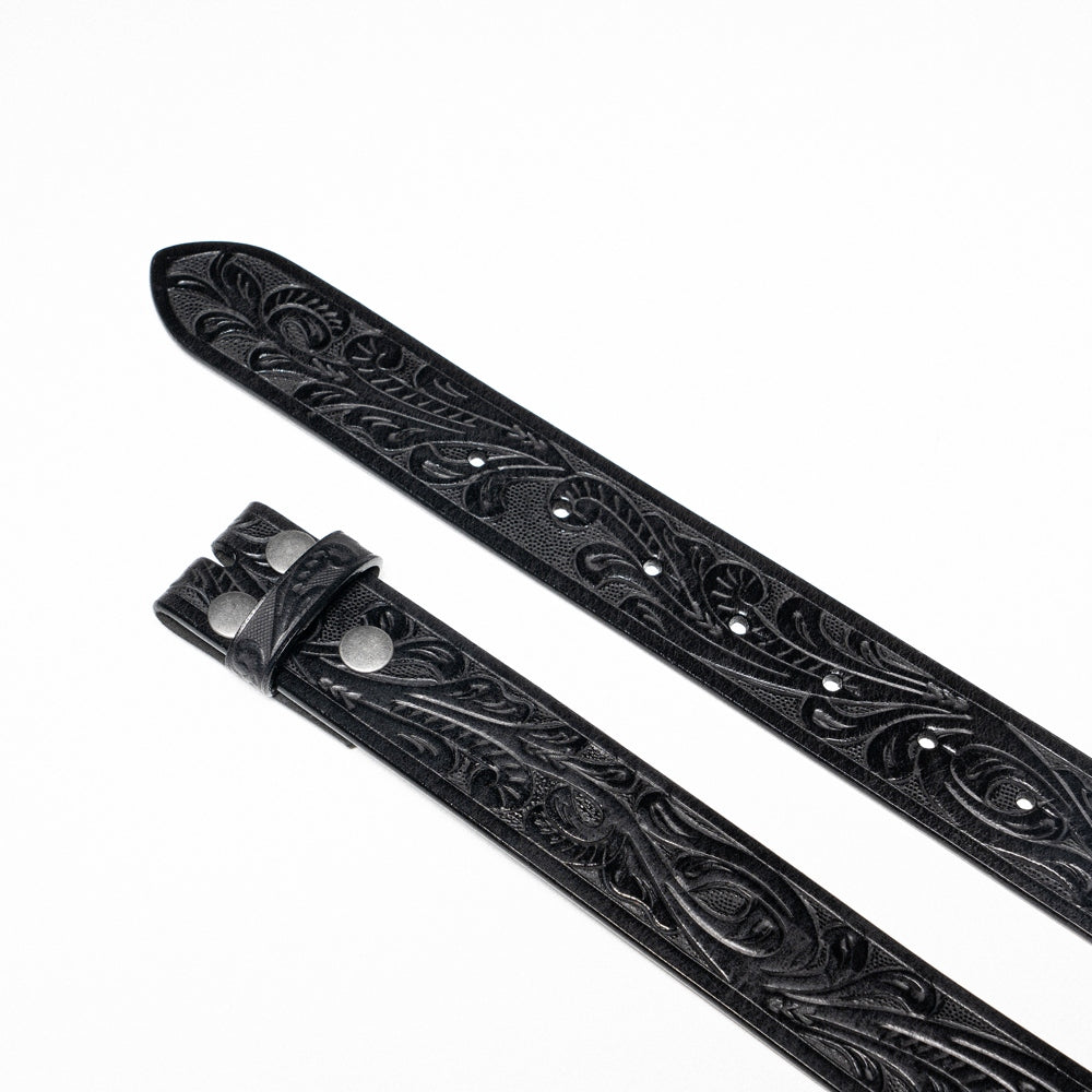 Vintage Embossed Leather Belt Strap – Interchangeable Buckle Belt Strap