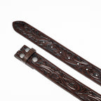 Vintage Embossed Leather Belt Strap – Interchangeable Buckle Belt Strap