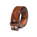 Vintage Embossed Leather Belt Strap – Interchangeable Buckle Belt Strap