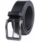 Men's Wide Leather Belt – Antique Silver Pin Buckle Casual Belt