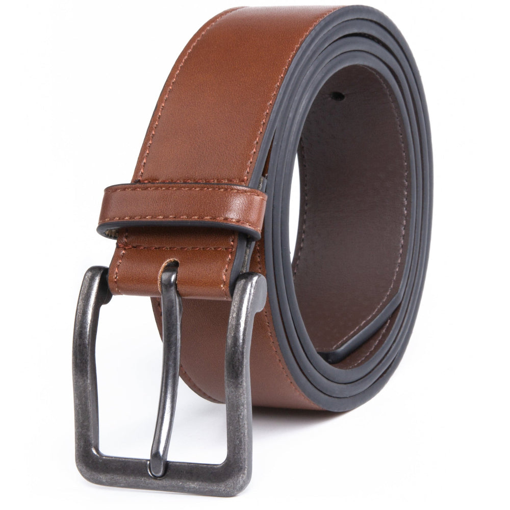 Men's Wide Leather Belt – Antique Silver Pin Buckle Casual Belt