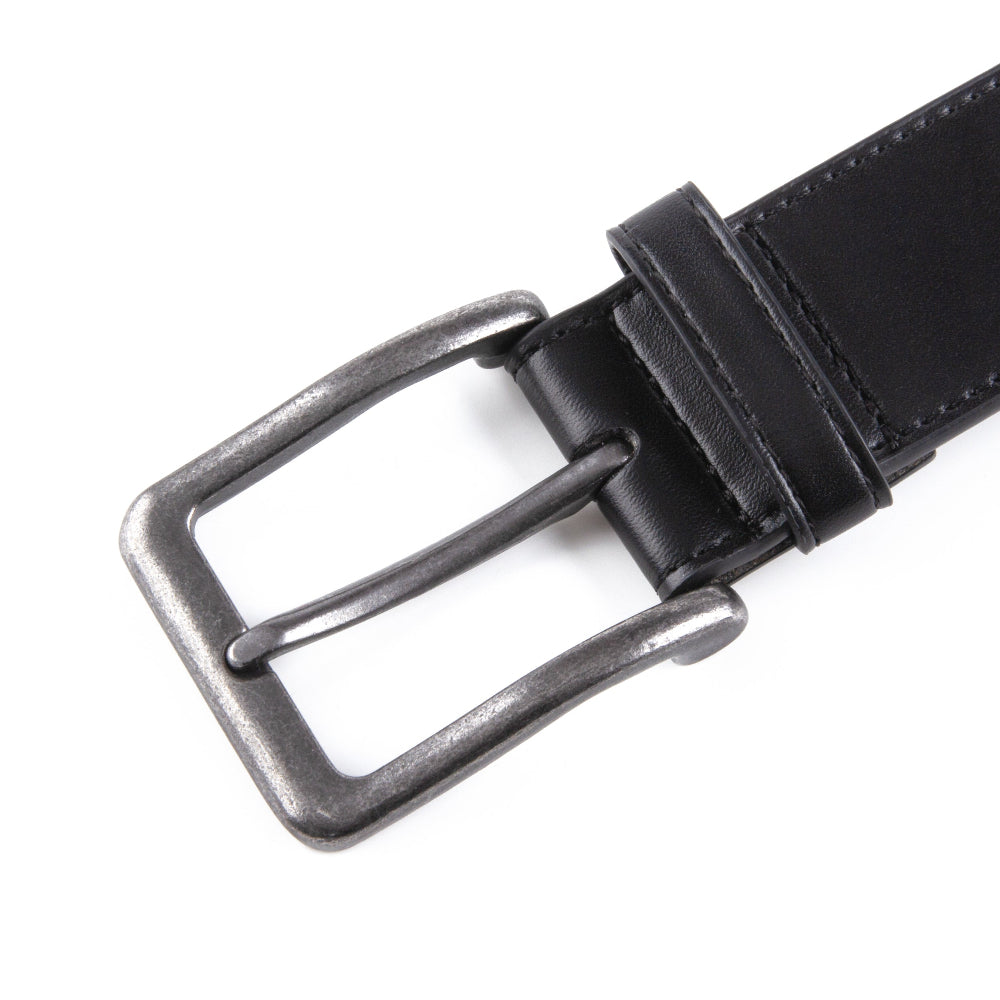 Men's Wide Leather Belt – Antique Silver Pin Buckle Casual Belt