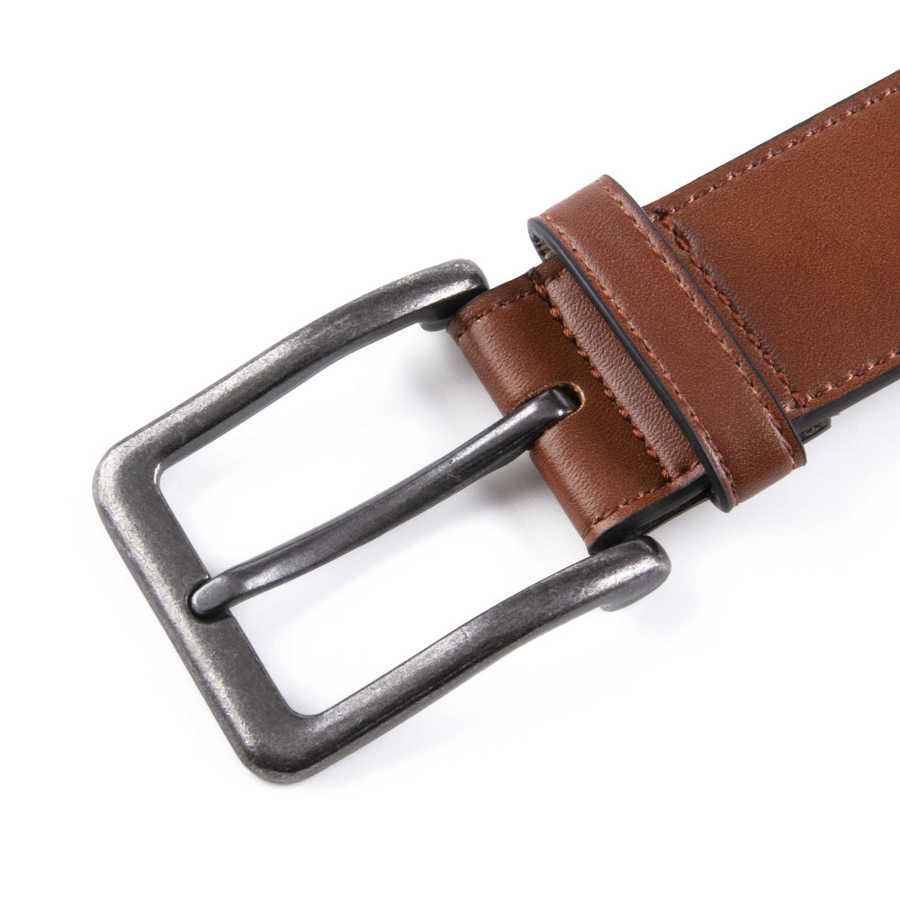 Men's Wide Leather Belt – Antique Silver Pin Buckle Casual Belt