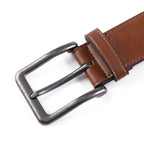 Men's Wide Leather Belt – Antique Silver Pin Buckle Casual Belt