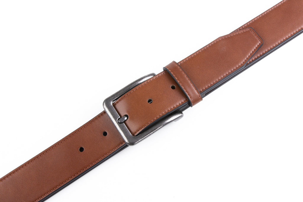 Men's Wide Leather Belt – Antique Silver Pin Buckle Casual Belt