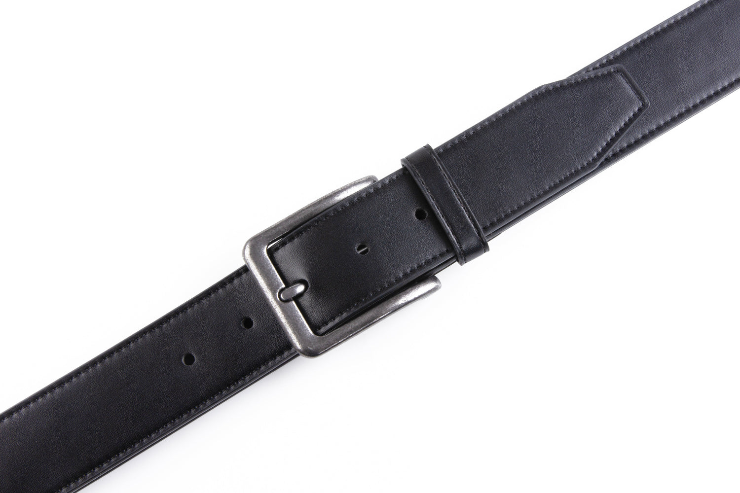 Men's Wide Leather Belt – Antique Silver Pin Buckle Casual Belt