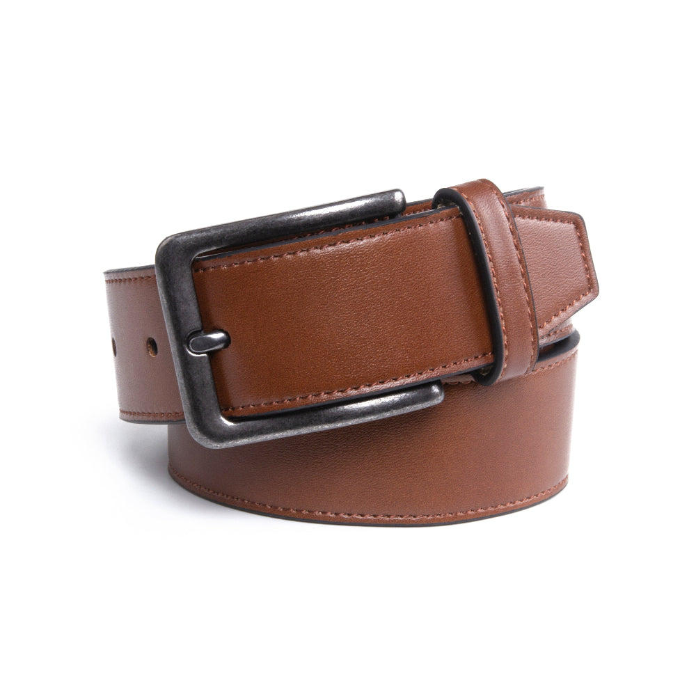 Men's Wide Leather Belt – Antique Silver Pin Buckle Casual Belt