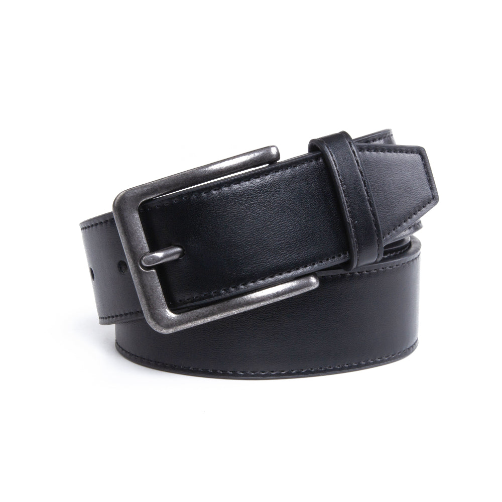 Men's Wide Leather Belt – Antique Silver Pin Buckle Casual Belt